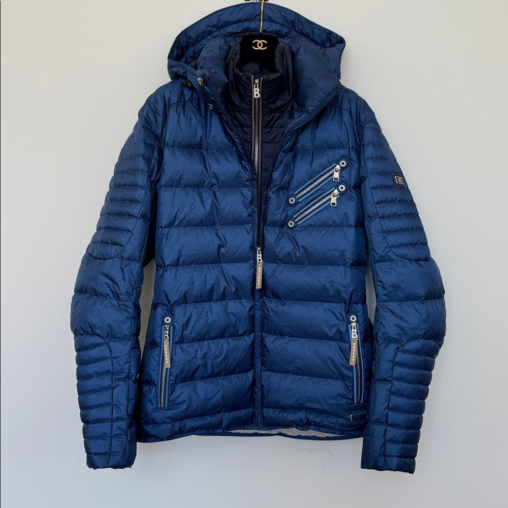 🎁 Men’s Bogner Sport down filled technical fitted ski jacket navy blue 54 XL L